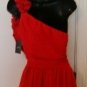 ELLEN TRACY WOMENS ONE ARM EVEVING DRESS WITH FLORAL ACCENT