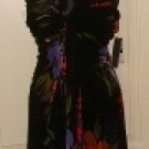 DONNA RICCO WOMEN'S BLACK/MULTI-COLOR SILK V-NECK SLEEVELESS DRESS