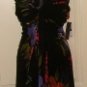 DONNA RICCO WOMEN'S BLACK/MULTI-COLOR SILK V-NECK SLEEVELESS DRESS