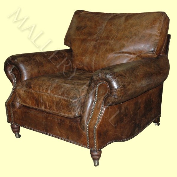 Vintage Chesterfield Distressed Aged Leather Sofa