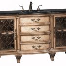 Parchment Iron Scrolled Sink Chest Black Granite Top