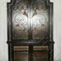 Gothic Old World Black Curio Wine Cabinet Iron Doors