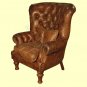 Distressed Leather Unique Button Backed Armchair