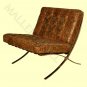 Cigar Leather Square Footstool Nailhead Trim Tufted