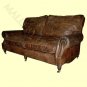 Large Leather Square Footstool Tufted Button Nailhead