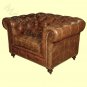 Dark Brown Top Grade Leather Chaise Tufted Button