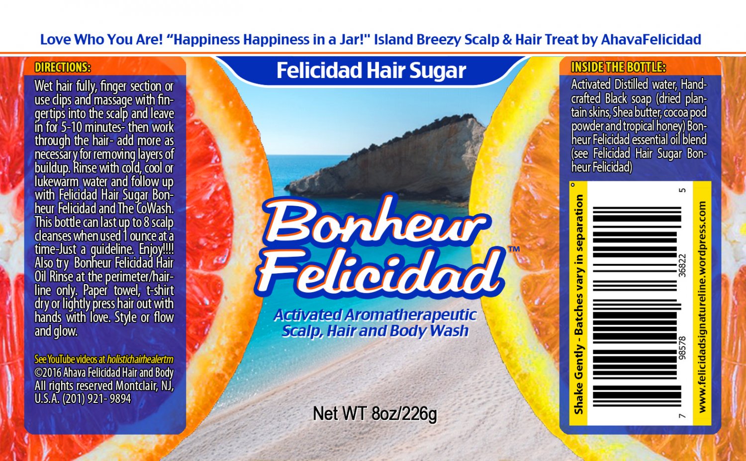 SALE Bonheur Felicidad The Black Soap Experience 8oz