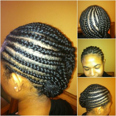 One Time (Classic Deep Renaissance Trim & Classic Style Cornrows (medium density kinky curly hair)