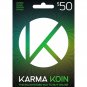 Karma Koin $50 Gift Card (Digital Code with ZELLE)