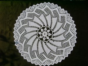 Carousel white doily handmade crocheted 15 inches in diameter