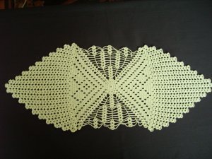 Green handmade crocheted tablecloth