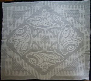 Beautiful handmade crocheted tablecloth square white