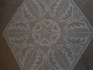 Beautiful handmade crocheted doily - beige 25 inches