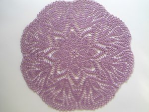 Purple crochet doily , lace doily, 16 "