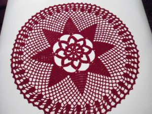 Handmade Crochet doily in Bordeaux