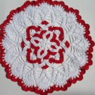 Red and white crochet doily , lace doily , christmas doily