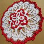 Red and white crochet doily , lace doily , christmas doily