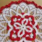 Red and white crochet doily , lace doily , christmas doily