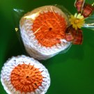 Super soft hand crocheted pumpkin pie facial scrubber set