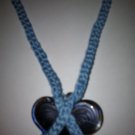 Cross your heart blue glass heart pendant crocheted necklace