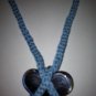 Cross your heart blue glass heart pendant crocheted necklace
