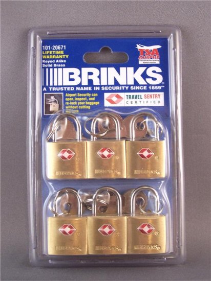 BRINKS TRAVEL SENTRY TSA LOCKS 6pk FREE SHIPPING!