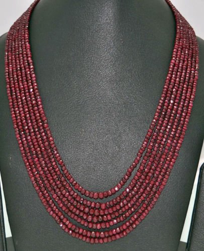7 Rows of Pigeon Blood Red Color Ruby Beads Jewelry
