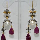 Ruby Carvings & South Sea Pearls Studded chandelier
