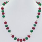 Natural Gemstone Emerald, Ruby & Pearls Bead Jewellery