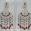 Garnet gemstone studded chandelier earrings .925 silver