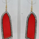 Coral stone studded chandelier earrings in .925 silver