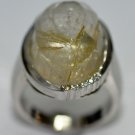 Natural Rutile Quartz Gemstone Cabochon Studded Ring
