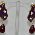 Moissanite studded 3 piece set with ruby gemstone drops