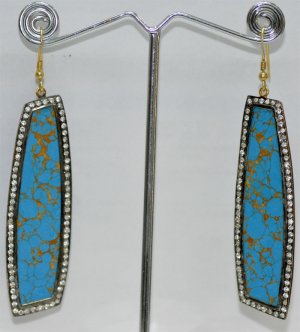 Turquoise Gemstone Studded Chandelier Earrings