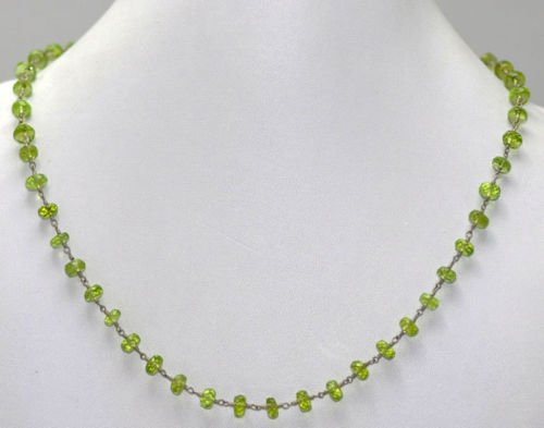 Natural Peridot Gemstone Faceted Bead Necklace