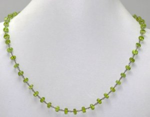 Natural Peridot Gemstone Faceted Bead Necklace