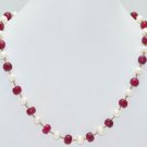 Ruby Gemstone & Pearl Beads Jewelry Necklace