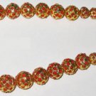 22Kt Gold Foil Lac Balls Studded Natural Coral Beads