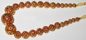 22Kt Gold Foil Lac Balls Studded Natural Coral Beads