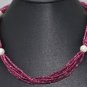 Pink Tourmaline Natural Gemstone Beads with Pearls