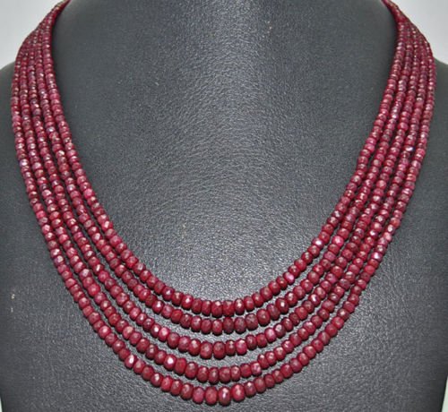5 Rows of African Mines Natural Ruby Gemstone Beads