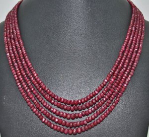 5 Rows of African Mines Natural Ruby Gemstone Beads