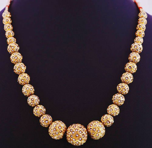 22Kt Gold Foil Lac Balls Studded Natural Pearls Beads