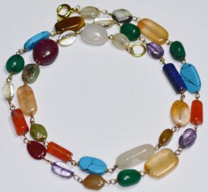 Multi Color Gemstone Strand Fashion Jewelry Necklace
