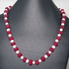 Ruby Incurved Melon Beads with Natural Pearls