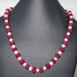 Ruby Incurved Melon Beads with Natural Pearls