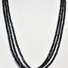 3 Rows Necklace of Black Diamond Faceted Beads