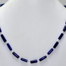 Lapis Gemstone Pipe Shape Fancy Beads Necklace