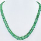 2 ROWS OF BEAUTIFUL NATURAL EMERALD PLAIN GEMSTONE BEAD