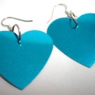 Aqua blue heart sequin dangle earring for woman